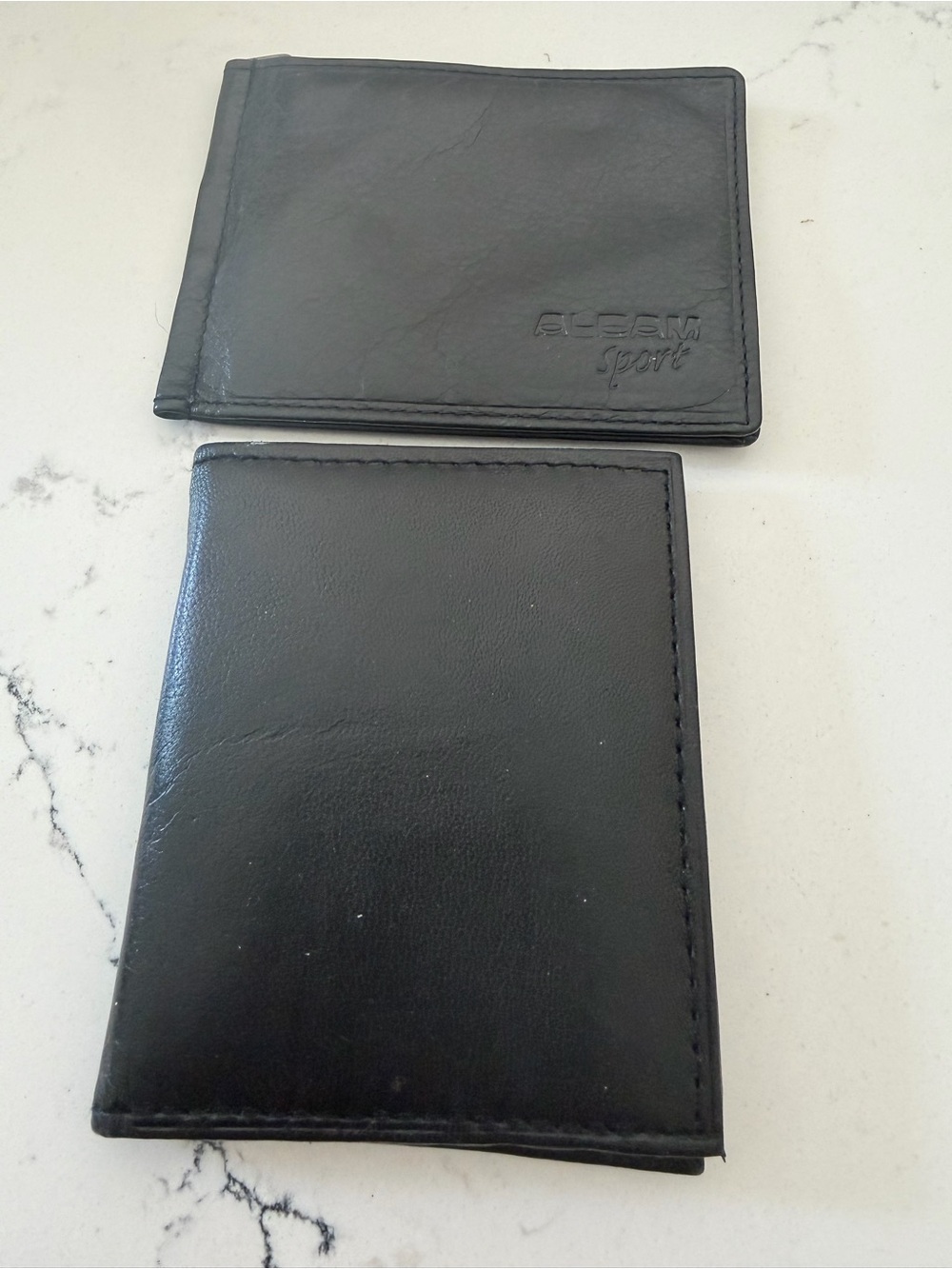 2 VINTAGE SLIMLINE SLEEK GENUINE LEATHER MONEY CLIPS